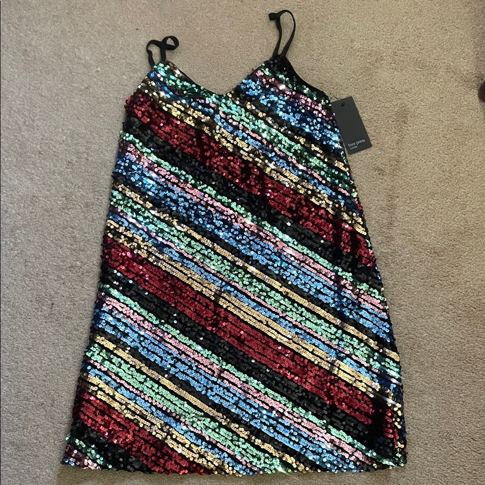 Free Press Multicolor Sequin Mini Dress